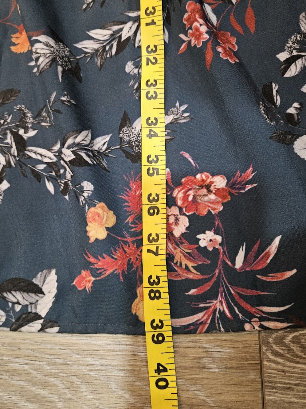 Teal Floral Tiered Maxi Skirt with Elastic Waist Size Medium - Picture 6 of 6